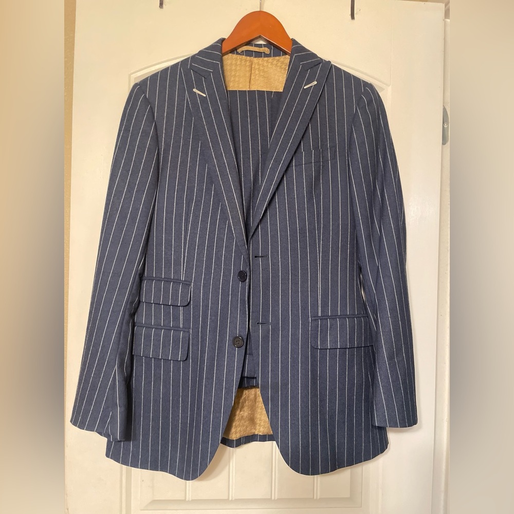 Navy Pinstripe Single Breasted Custom R Douglas Suit